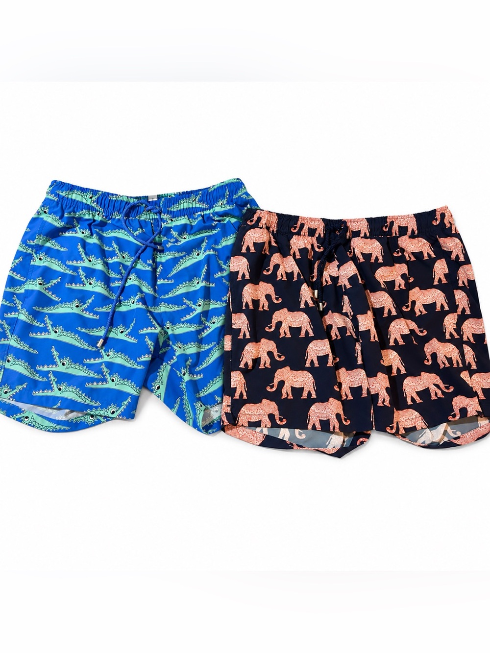 Lot 2 Bluemint Logan XL 6in
Elephant Alligator Print Mens Mesh
Lined Swim Trunks